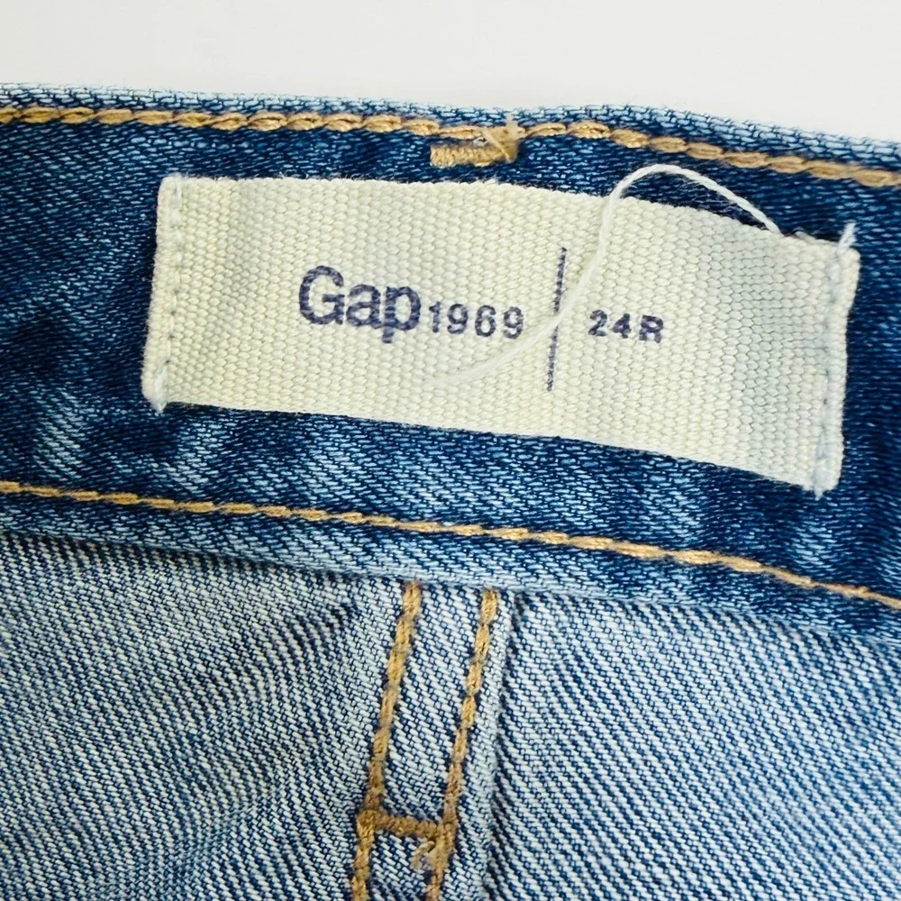 Gap 1969 Womens Distressed‎ Denim Mini Skirt Medium Wash Raw Hem 24R Cotton - Picture 4 of 8